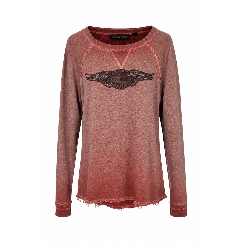 Harley-Davidson 2XL Ombre Burnout Long Sleeve Pullover Embroidered Logo Raw Hem